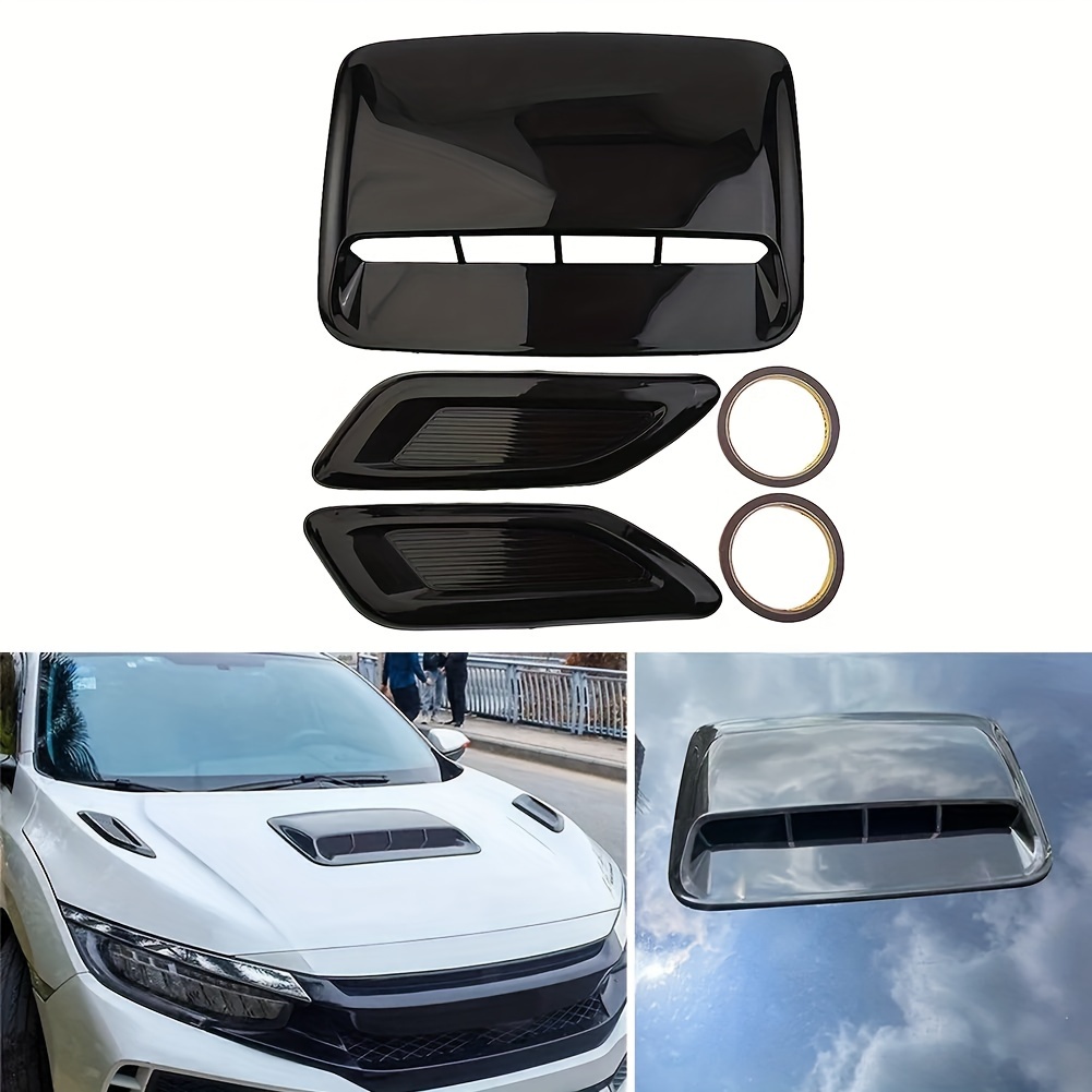 

3pcs Set Black Car Hood - High-quality Polished , Vent Covers For Exterior Look & Style