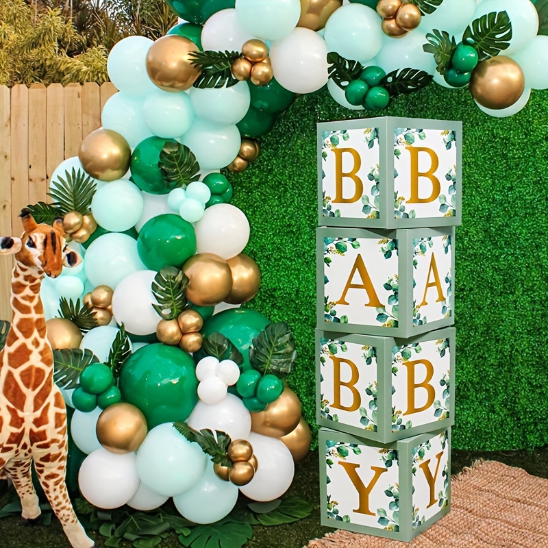 

Set, Sage Green Baby Letter Box For Birthday Party Decoration, Baby Shower Party Box Background, Gender Revealing Baby Shower Party Supplies Boxes