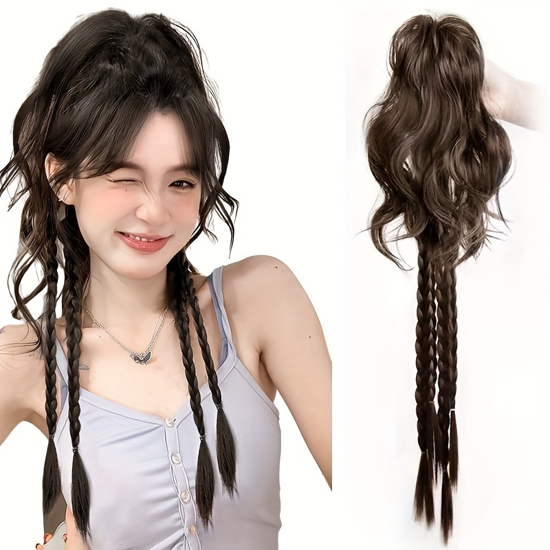 

Elegant Synthetic Ponytail With Braids - Claw Clip-in Extension, Versatile Hairpiece For Women, Suitable For All - Easy-to-wear, Stylish Long Ponytail For And Party Use