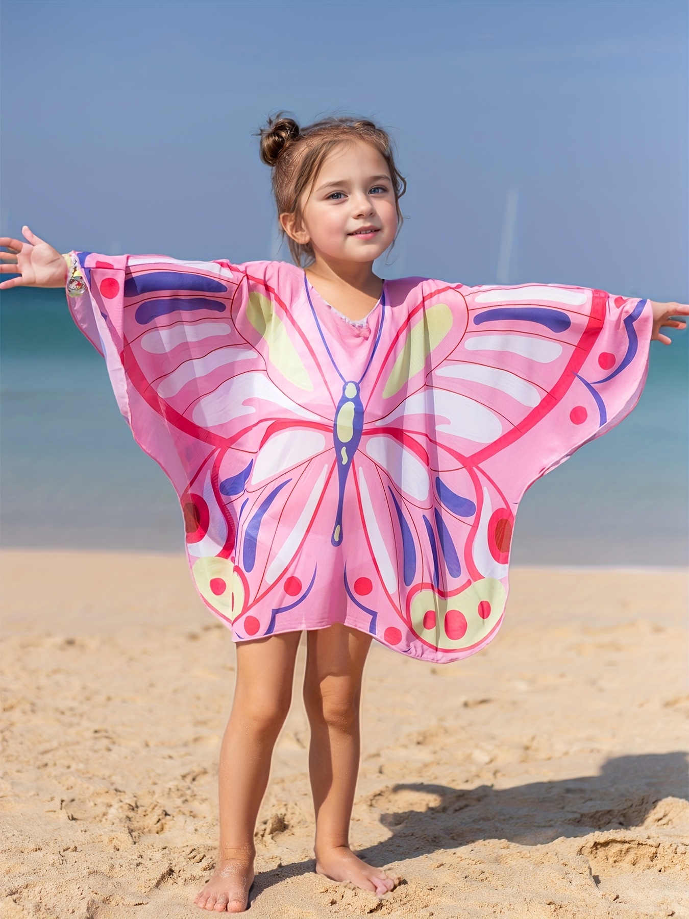 Pink Child's Beach Cover Up Girl's Cover-up With Fluorescent