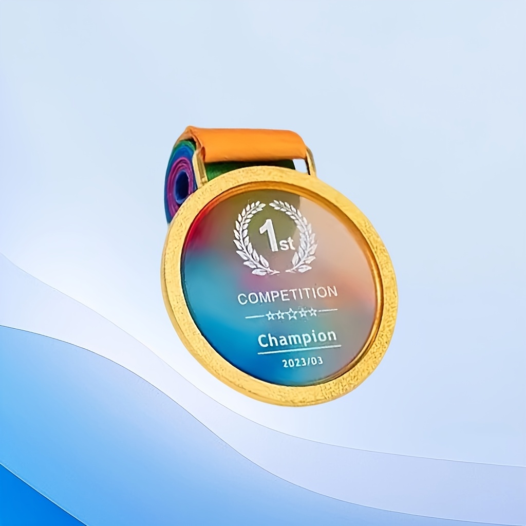TEMU 1pc Metal Frame Crystal Medal, Diy, Available In Golden/silvery/bronze, Exquisite , High-end Customization, Your Highlight Moment Begins Here