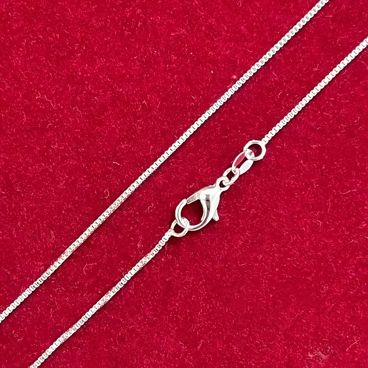 TEMU 1pc Of High-end Pure Silvery 1mm Square Box Necklace, 16-24 Inches Unisex Delicate Jewelry Chain Diy Accessory Making, Handmade Necklace, ,