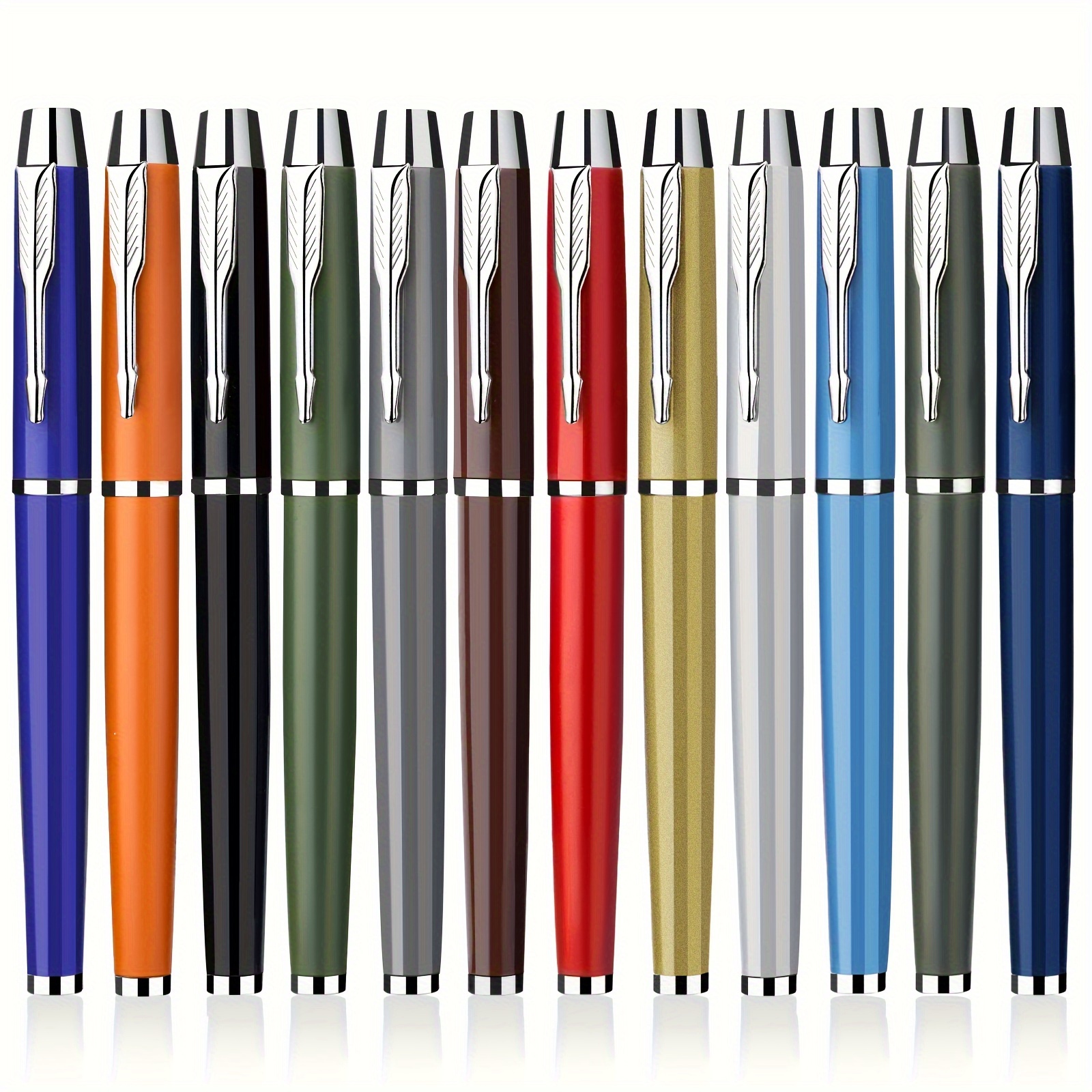 

12pcs, Stylos Gel Métalliques - Pointe Fine, Couleurs Vintage, Ensemble Cadeau , Fournitures de Bureau Durables, Ensemble de Stylos Atomiques, Stylos Fantaisie