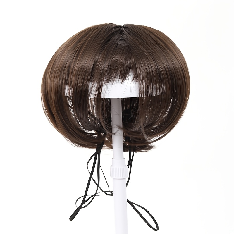 TEMU Pet Cat And Dog Hat, Short Bob Style Hat With Bangs, Cute Synthetic Hair Pet Headwear For Small Cats And Dogs, Fun Costume Accessory For Photos,