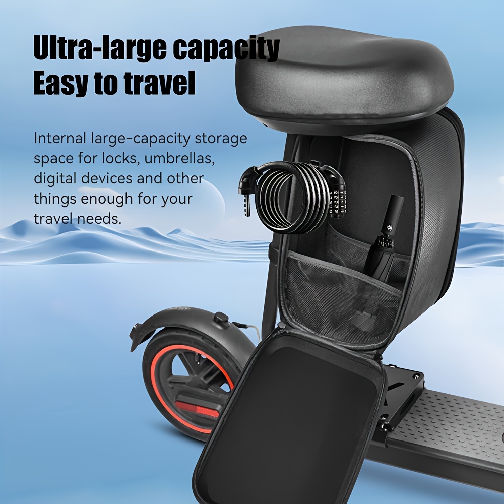 electric scooter seat with storage box - detachable cushion, rear luggage rack, multi-functional accessory for commuting and delivery, iron material, orange/black, commuter scooter seat | sleek scooter seat | durable , scooter accessories, without battery Product details 2