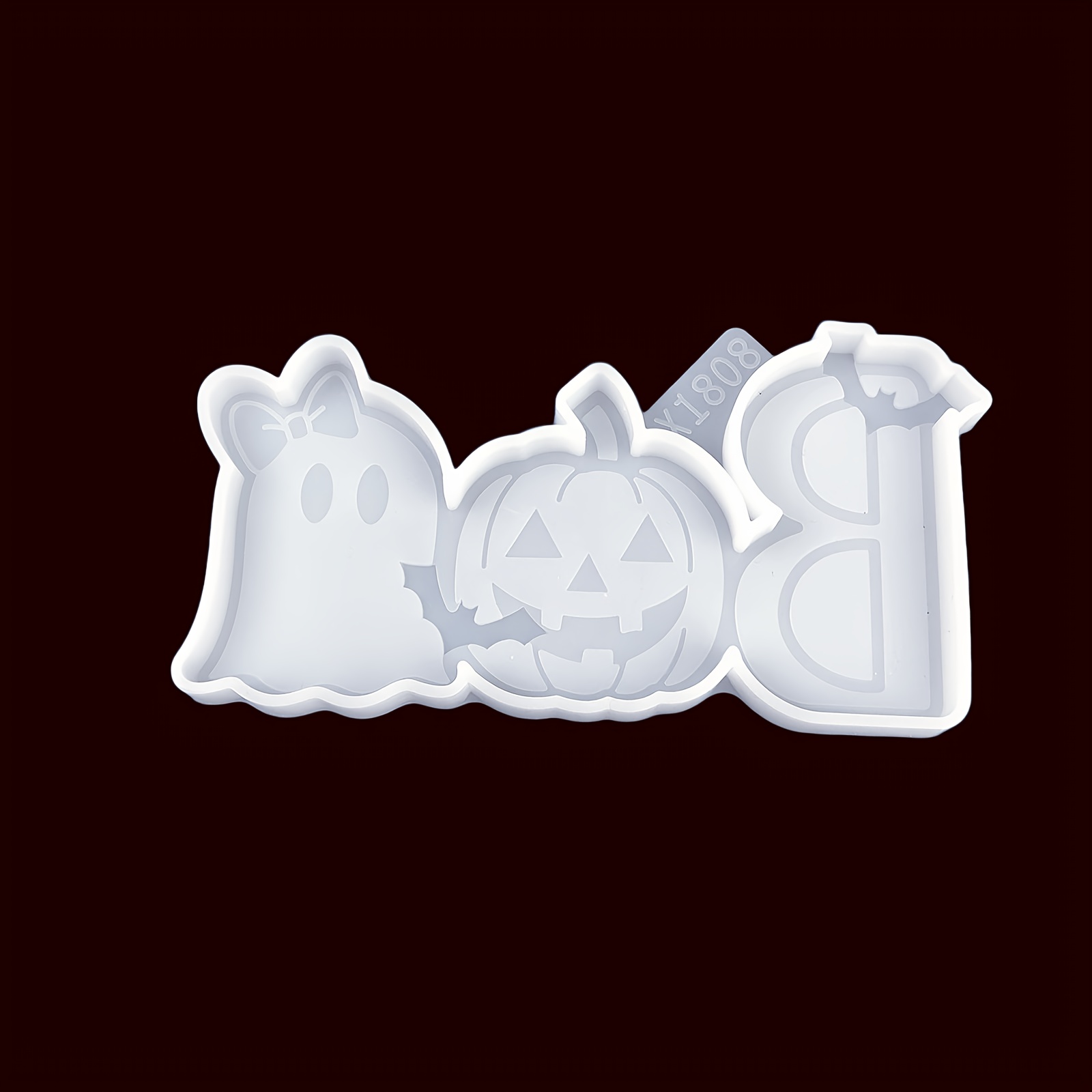 TEMU Moule en silicone pour ornements d'Halloween, , citrouille, BOO, pièce décorative, ciment, , résine, moule liquide, ornements d'Halloween, moule