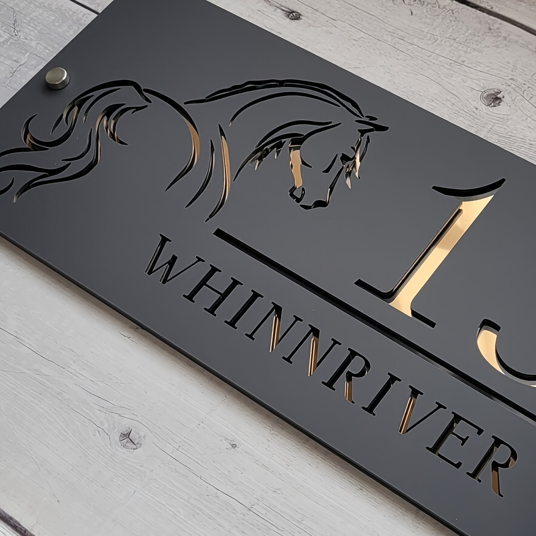 E-shop Hausschild | Hausnummernschilder | Pferdehaus-Schild | Haushausschild mit Nummer für Pferde | 140mm x 280mm