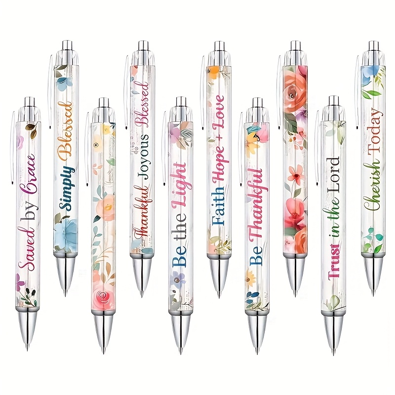 10 inspirational christian pens retractable   black ink suitable   14 and up ideal for office or personal use