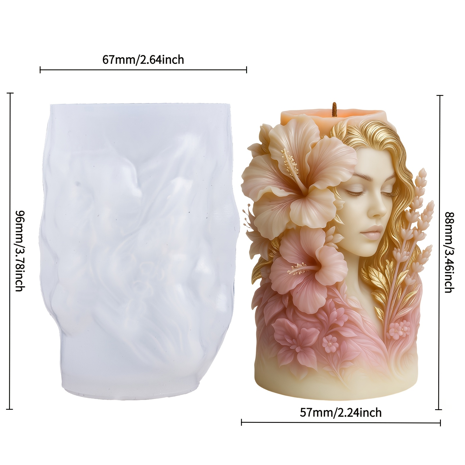 TEMU Stampi per in resina, elegante stampo in silicone a forma di dea lill�, facile da sformare e non deformato, candela / a / ornamento in resina,