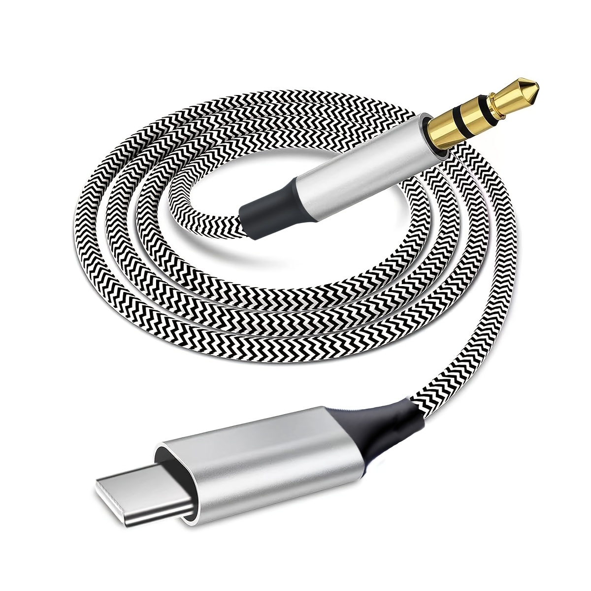 usb c to 3 5mm aux cord for iphone 16 15 pro max nylon braided audio cable for car stereo headphones speakers type c aux adapter compatible with ipad galaxy s24 s23 pixel more easter gifts Product details 1