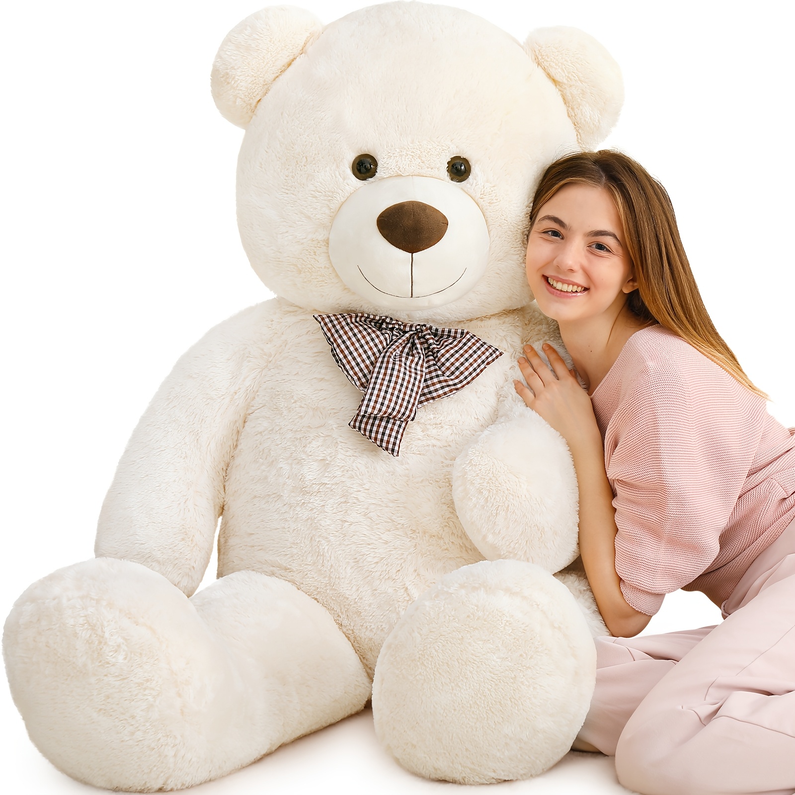 Image of Morismos Bear 140cm, Xxl Beige Teddy For Girlfriend, Big Bear, 1.4m Large Fluffy Teddy Massive Plush Toy Gift For Kids Birthday Christmas Deco