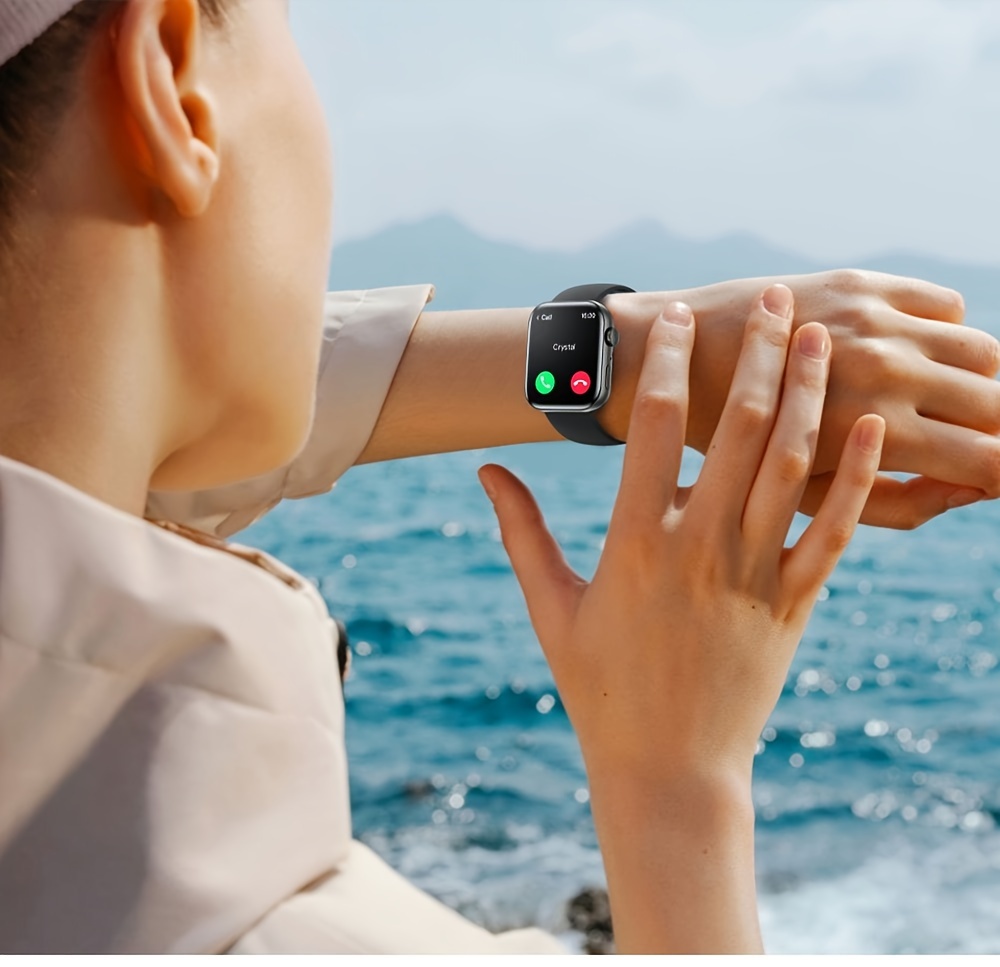 Montre connectée sans fil HD 1,83 pouces 2024, noir pistolet, argent et or rose, cadran personnalisable, tracker GPS SOS Fitness, convient aux hommes et aux femmes_voghion.com
