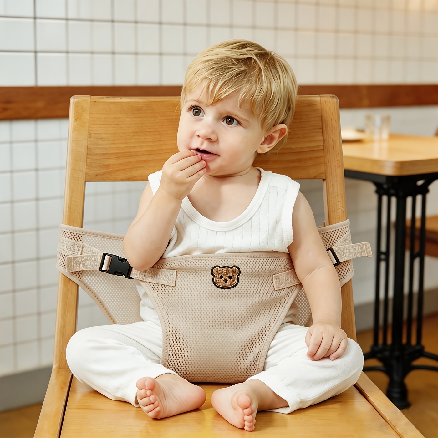 TEMU 1pc Child's High Chair Strap With Cartoon Bear , Portable Baby Dining Seat Safety Belt - Outdoor Chair Strap - Universal Child Restraint Strap,