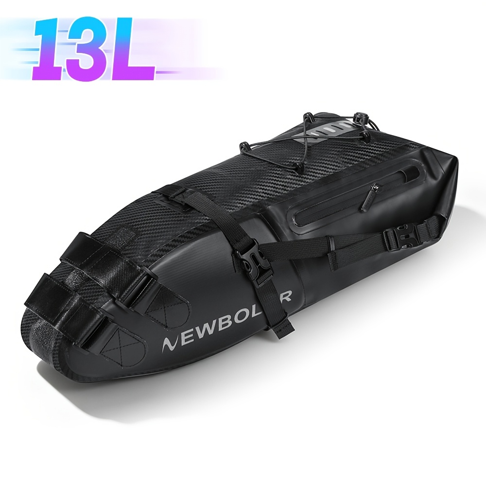 TEMU NEWBOLER 13L Fahrradtasche mit großem Fassungsvermögen, Satteltasche aus PVC-Material mit Karbon-Textur, Fahrrad-Gepäcktasche für MTB Rennrad,
