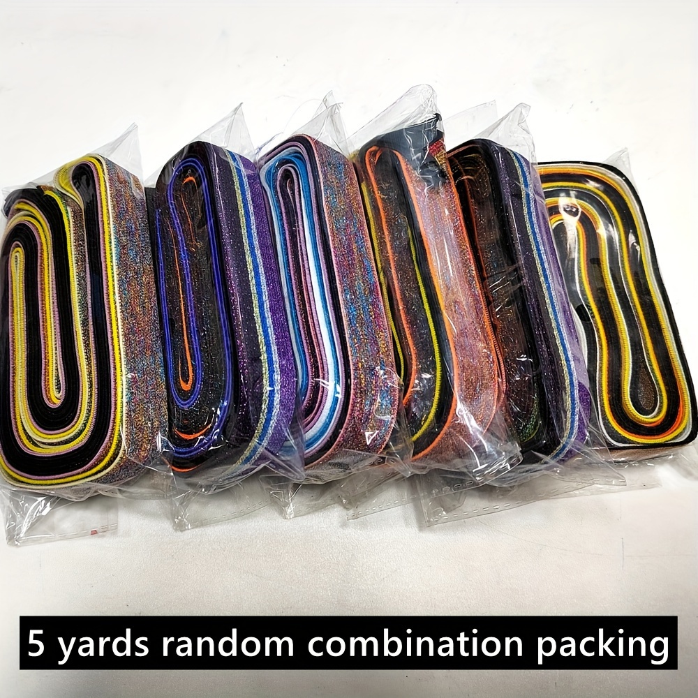 E-shop 5-Yard Rolle 2,2 ,5 cm / 0,87 Zoll-0,98 Zoll Goldstreifen-Elastikbund für Jeans-Dekoration, Kleidungszubehör Nähprojekte