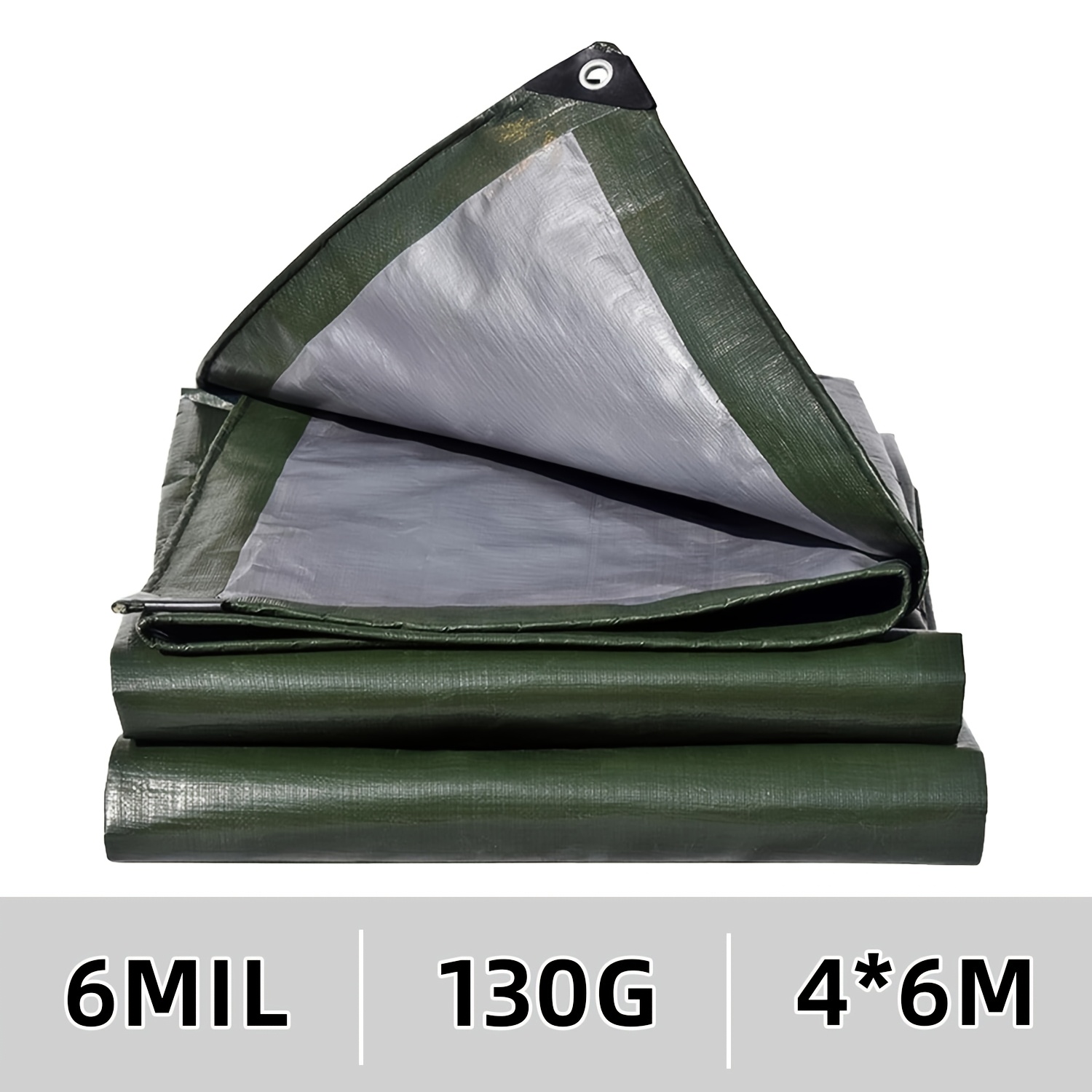 TEMU Lona para camión, lona con ojales Premium, ojales espaciados 0.61 M , lona de tela impermeable resistente al desgarro bordes cubierta de madera
