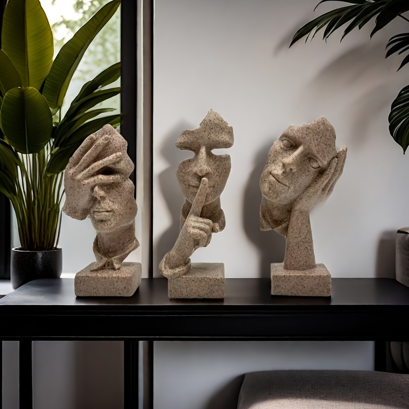 3pcs European handicraft decoration simple abstract character mask, office living room sculpture art decoration
