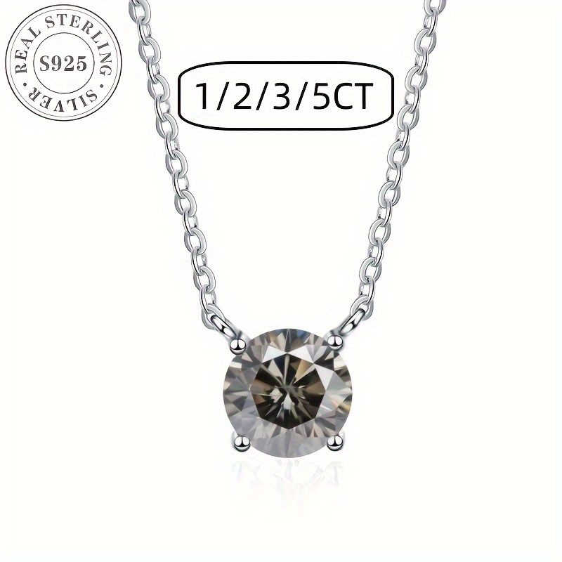 

1/2/3/5ct Moissanite Pendant Necklace - 925 Silvery, , Engagement Jewelry For Women, For Any