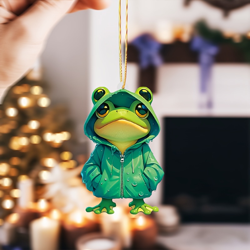 

Cute Cartoon Frog Acrylic Pendant - Versatile 2d Charm For Car Mirror, Keychain & Home Decor | Perfect Holiday Gift