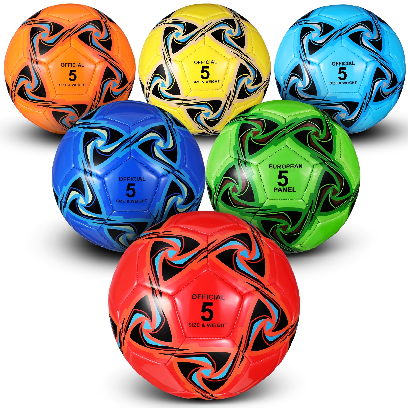 TEMU 6pcs Soccer Ball Bulk With Pump Christmas Official Size Indoor Outdoor Christian Charity Donation Back To Soccer Gift For Practice Game Size 5