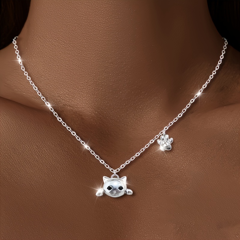 Image of 1pc Women's Necklace, Cute Paw Necklace, , Perfect Daily Match For Pet Lovers, Vacation And Casual Wear, Ideal Gift For Women, Hypoallergenic
