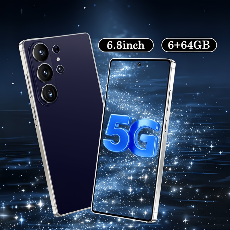 New Arrival Ultra 5g Unlocked Smartphone6.8 Inch Large Hd Screen 6+64gb Androidsystem Dual Standby Face Recognition Built=sin Stylus Gps Wifi Complete Accessory Kitbest Gift For