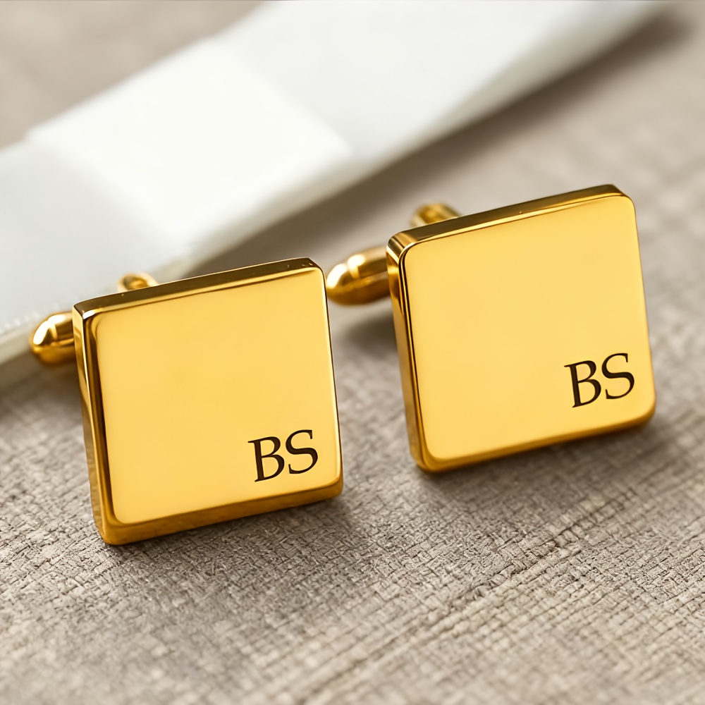 TEMU Custom Laser-engraved Square Cufflinks, Groomsmen Cufflinks, Gifts For Groomsmen, Personalized Cufflinks For Men, Wedding Gifts, Everyday Suit
