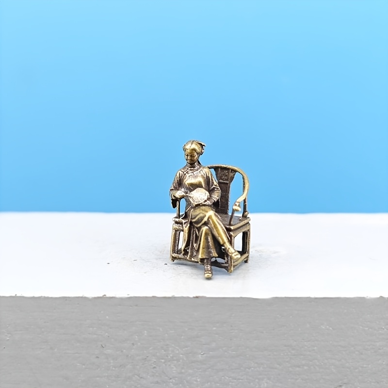 TEMU Brass Ancient Style Beauty Yan Pan Figure Model Stone Bonsai Aquarium Landscape Figurine, Classical Beauty Miniature Statue Collectible, Micro