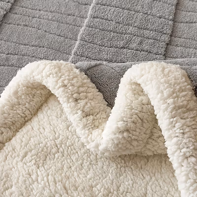 1pc luxury fleece thick double layer blanket plush winter bedspread machine washable cozy throw for bed sofa outdoor decor in brown navy burgundy dark green light green pink Product details 12