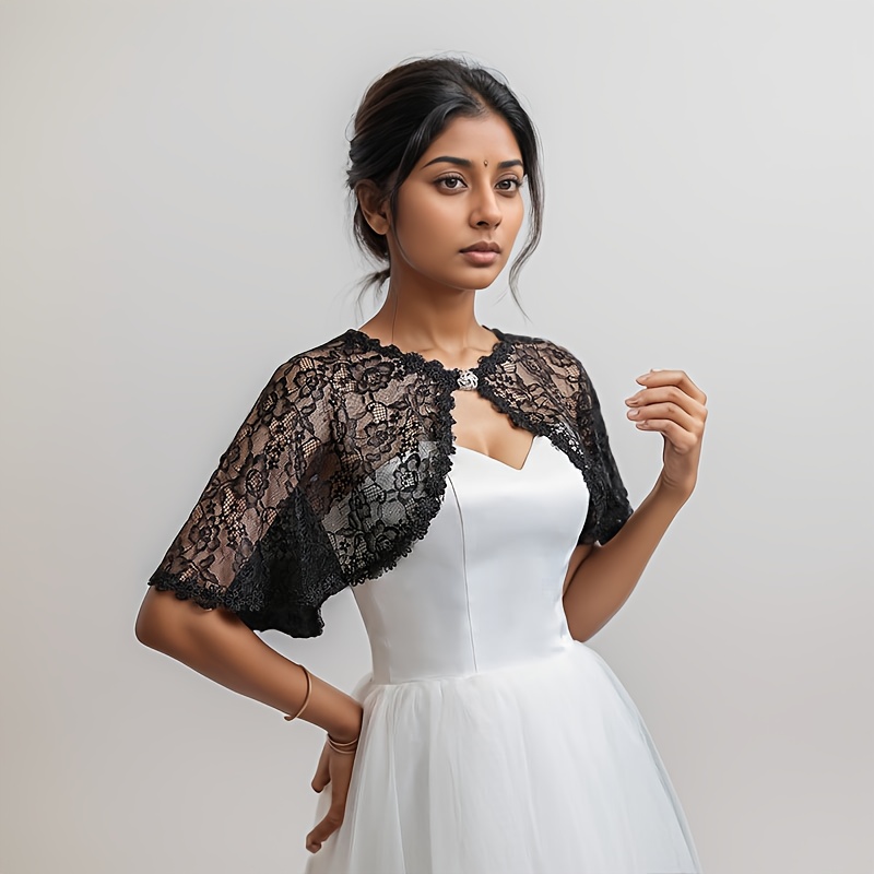 womens lace capelet bridal shawl shoulder wedding accessory Temu