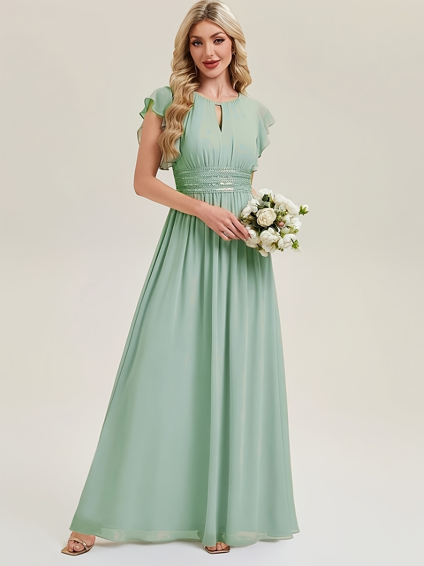 mint green flowy dress Mint Lace-Trim Spaghetti Strap Mini Dress main image 0