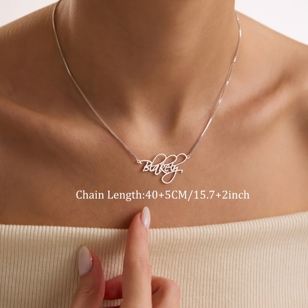 Custom Name Golden Dainty Box Chain Necklace, Valentine's Gift