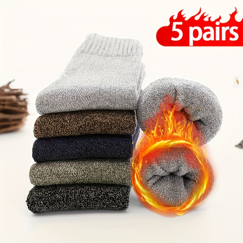 TEMU 5 Pairs Thicked Men's Winter Socks Cold Weather Outdoor Activities Warm Comfortable Socks - The Best Gifts