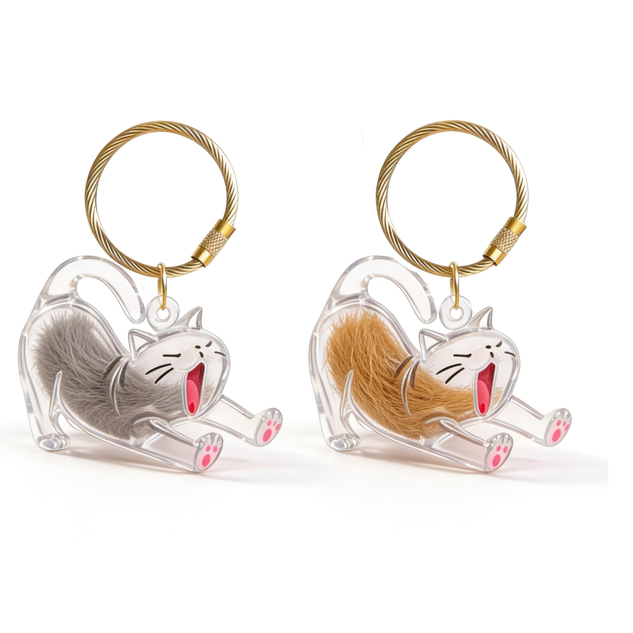 TEMU 2 llaveros para pelo de gato, colgante para pelo de gato, de almacenamiento transparente para pelo de gato, regalos conmemorativos para amantes
