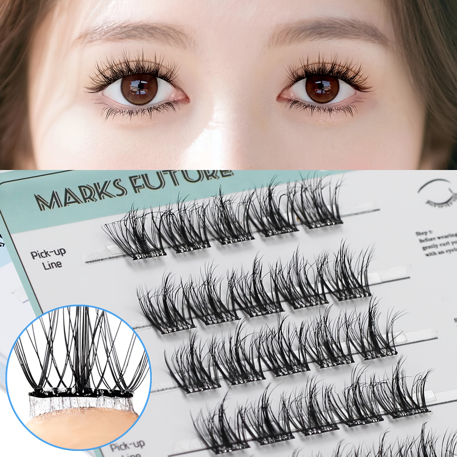 30pcs Marks Individual Clusters Self-Adhesive Eyelash Extensions