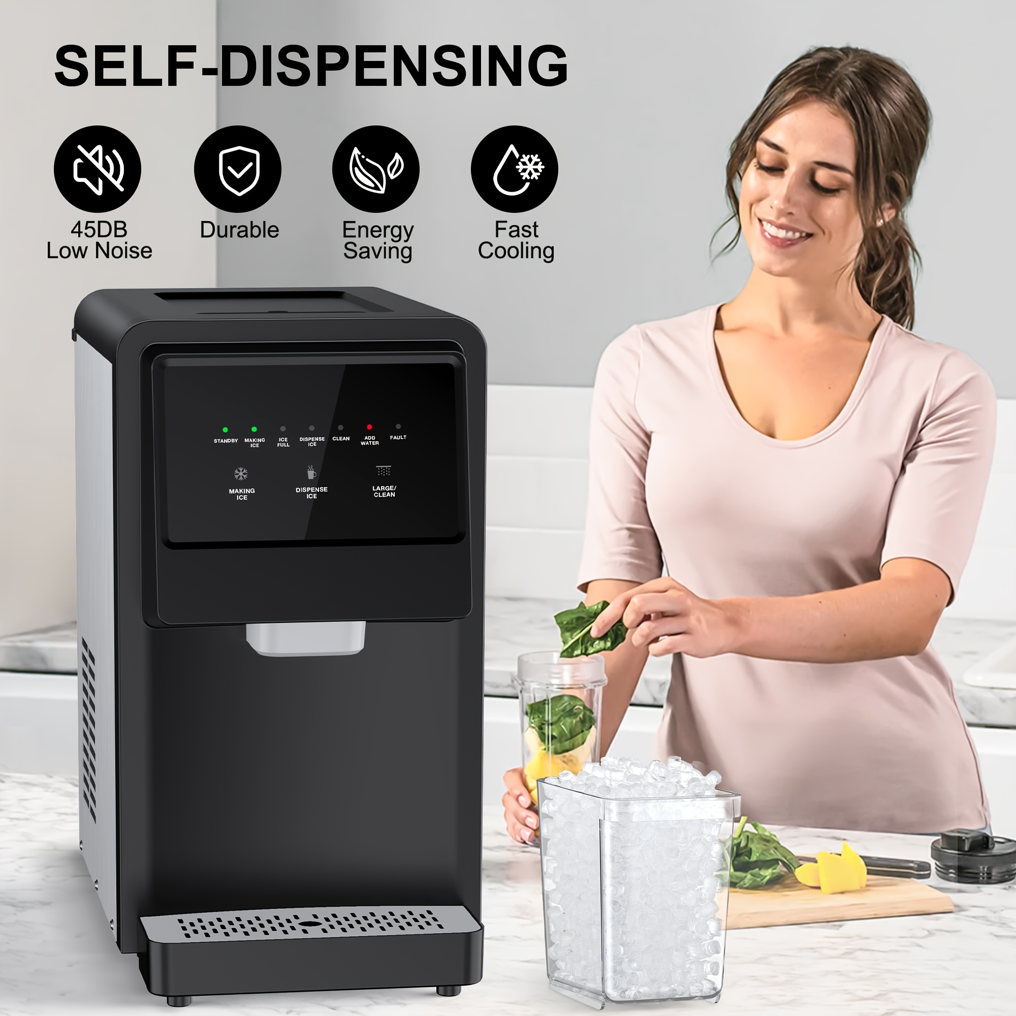 55 lb daily production   ice cubes countertop ice machine Product details 1