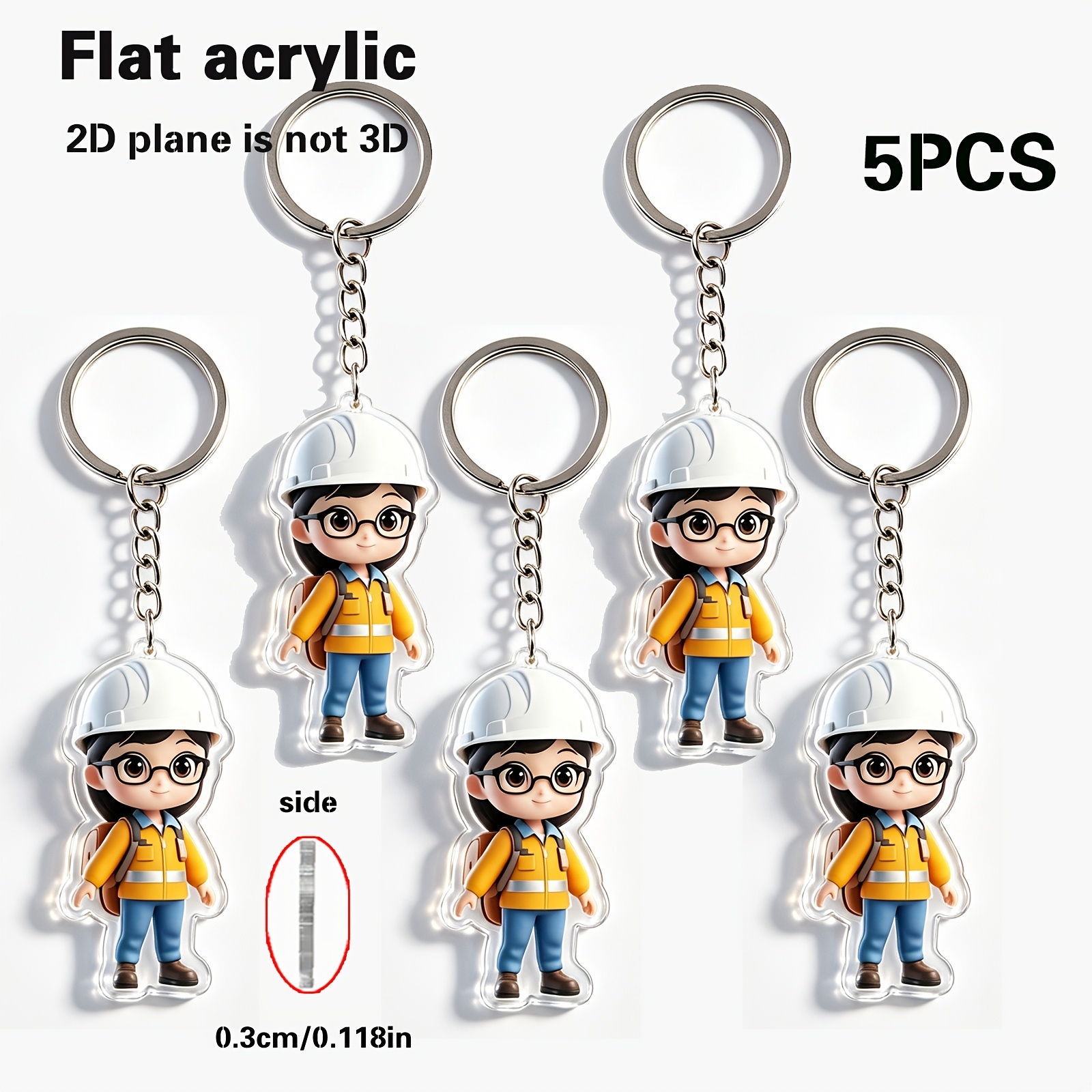 TEMU Portachiavi 2D piatto 1 pz/5 pz in acrilico , borsa, telefono, portachiavi per auto, ciondolo decorativo, regalo piccolo e per le vacanze