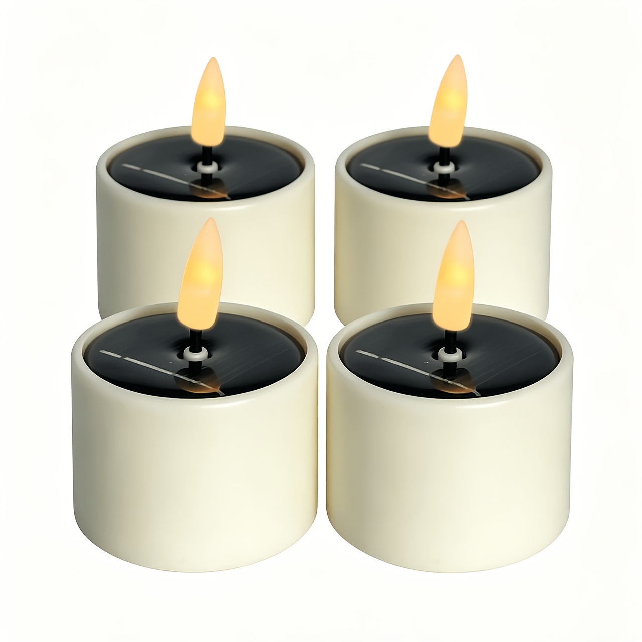 Image of 4pcs Solar Led Candle Lights, Flickering Flameless Tea Lights, Outdoor Garden Lights With Dusk To Dawn Sensor, Hanging Lantern Window Balcony Patio Decor, Halloween Christmas Light