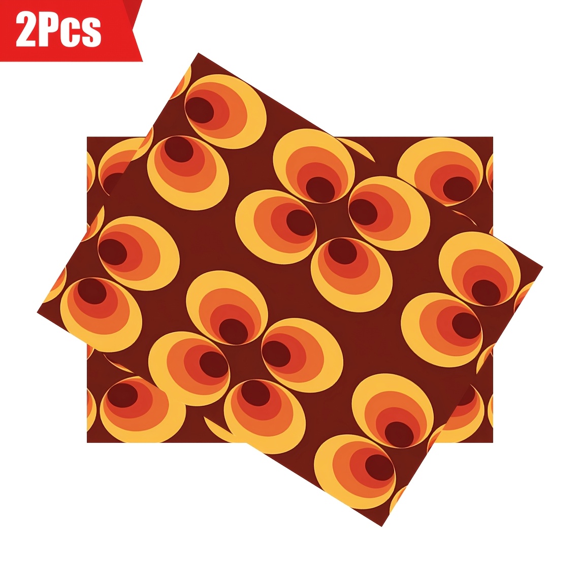 2pcs 70s Graphic Table Placemats 12x18 Inch Fun Placemat For Parties Camping Travel Holiday Rustic Vintage Table Mats Kitchen Dining Home Farmhouse Festival Decor Linen Table Placemats Indoor Outdoor