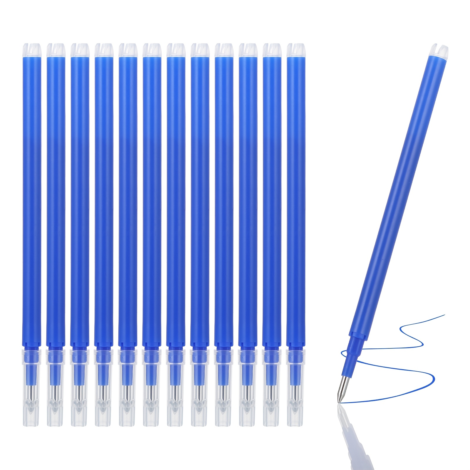 

Ensemble de 12 stylos à encre bleue effaçable, pointe fine de 0,7 mm, recharges en acier inoxydable de 114 mm, écriture lisse, idéal pour les étudiants et les amateurs d'écriture