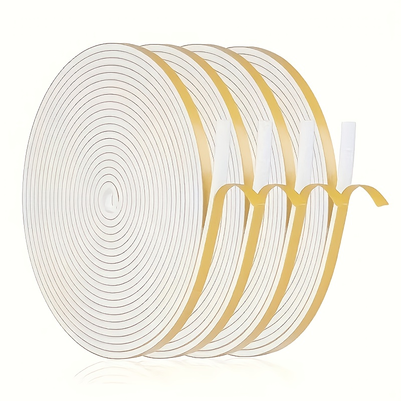 TEMU 4 Rolls Foam Seal Tape - Self Adhesive Door Window Insulation Window Insulation, Weather Seal Tape, Self-adhesive Design, Low Profile Seal,