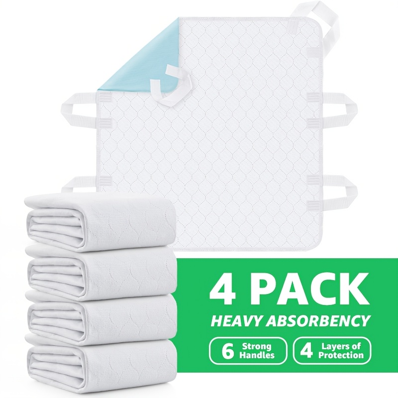 Image of 1 Pack/4 Packs Adult Bed Pads, Washable, Suitable For Elderly People, Positioning Transfer Mattress, Equipped With 6 Handles, Providing Reusable Under-bed Pads For The Elderly And Bedridden Patients