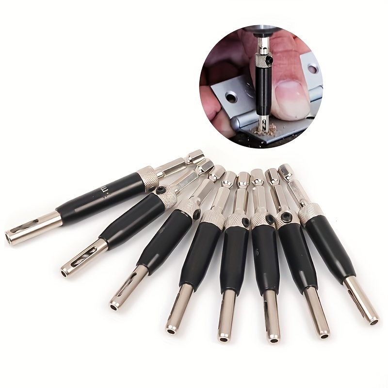 

8pcs Precision Drill Bit Set For Woodworking - , Hex Head, - Ideal For Doors, Windows & Cabinets, Woodworking Tools