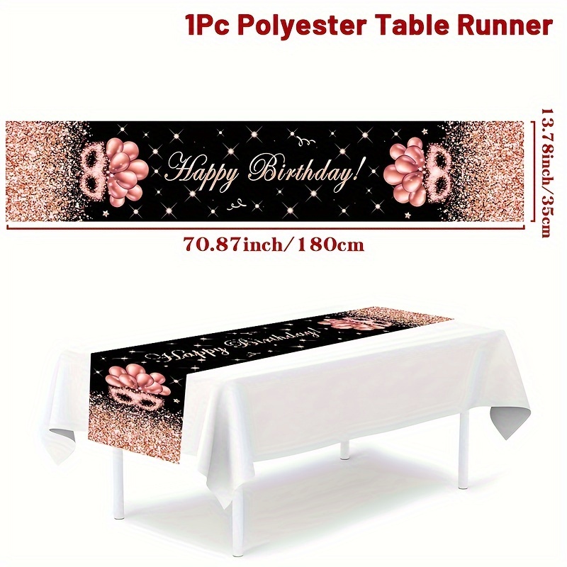 Rose -themed Birthday Table Runner - Polyester, Hot Design For Women's Celebrations, " X , Tablecover Décor