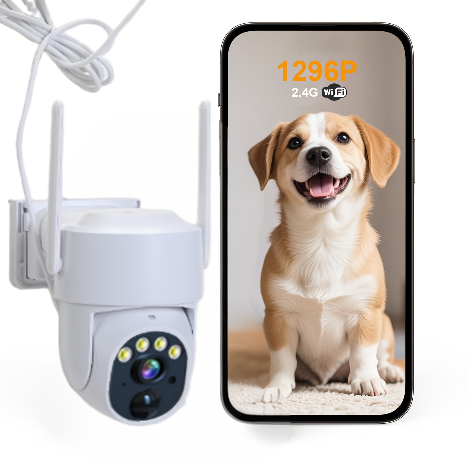 TEMU Solar Powered Outdoor Wireless Security Camera, 1296p Fhd, 3mp Video Resolution, Battery Powered Cctv Camera For Home Security, Cloud/sd, No