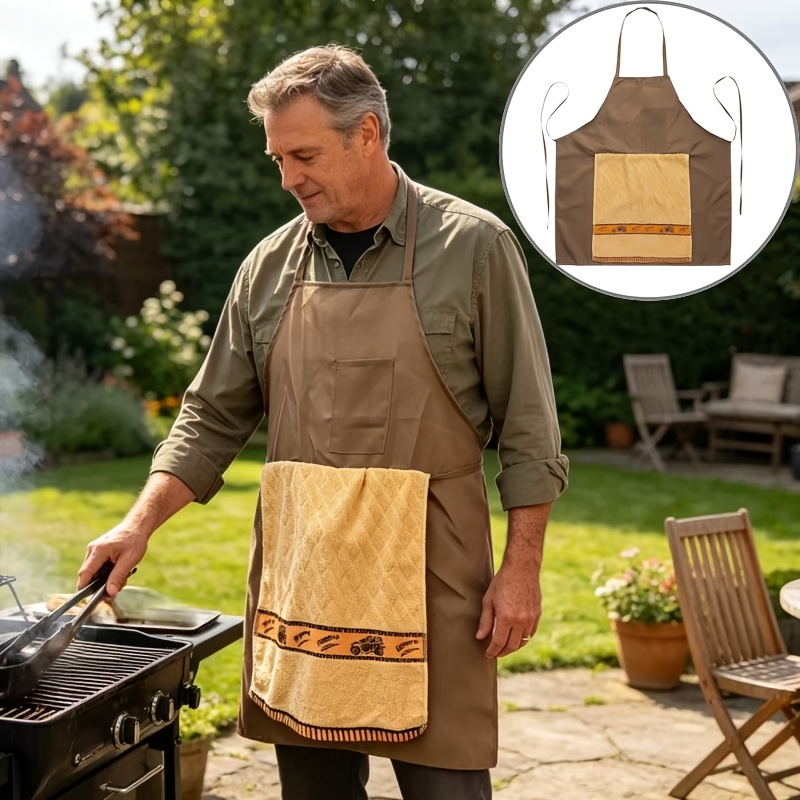 TEMU Apron For Men With Hidden Pocket Surprise - Novelty Prank Bbq Apron Suitable For Husband, Dad, Boyfriend Gifts | Hidden Pocket For Tools |