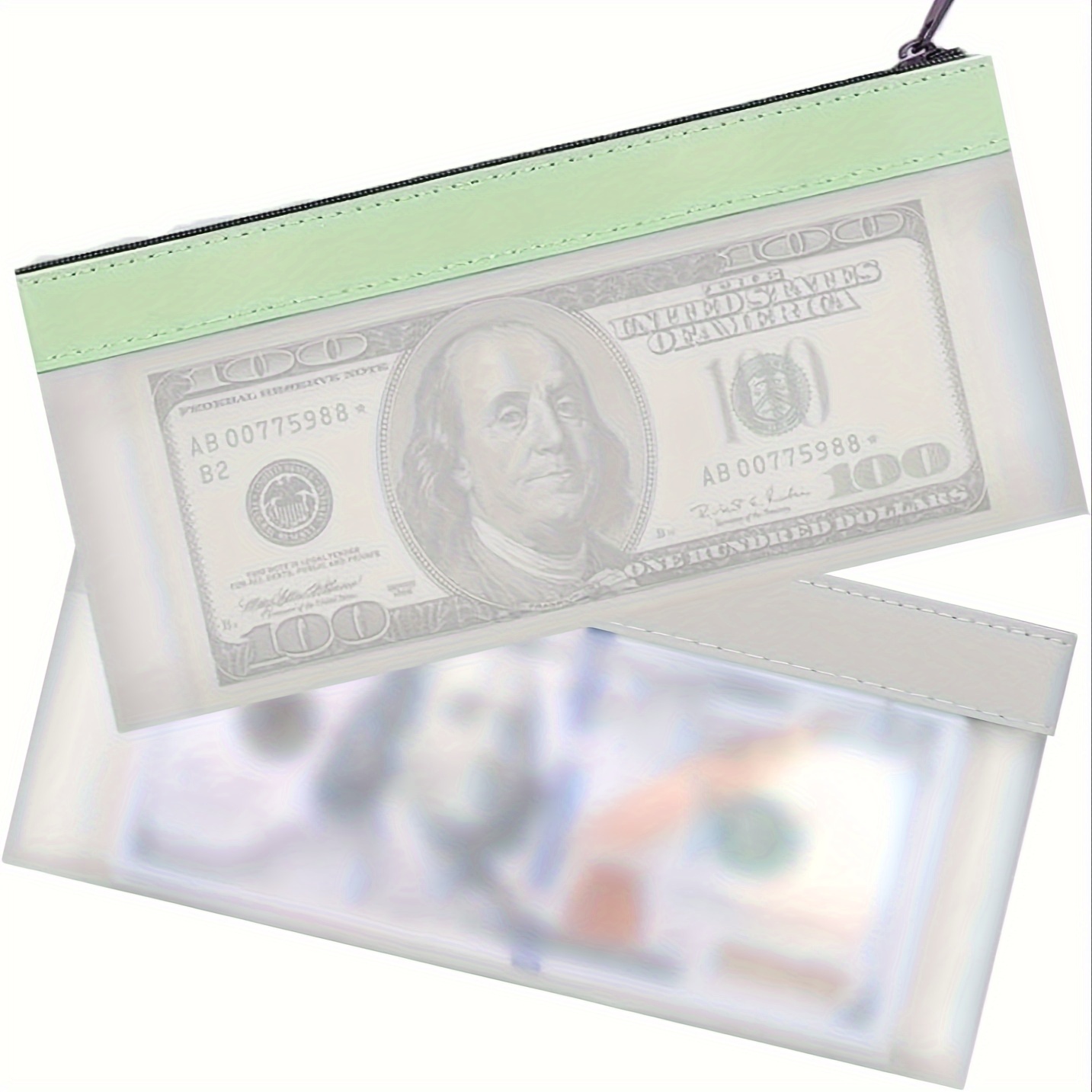 2pcs Money Bag, 7.7x3.7 Inch Money Pouch With Zipper For Cash,Bank Bags,  Money Folder,Cash Holder For Coins,Cosmetics,Bills,Tool Etc.