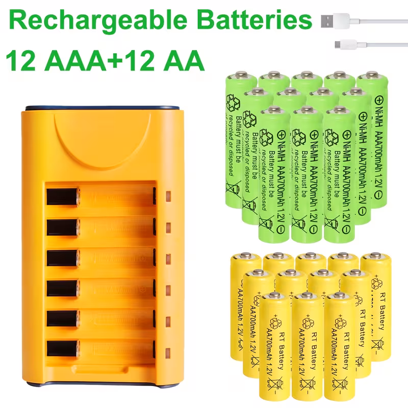 24/8pcs, 12/10/8pcs+cargador ni- .2v aaa&aa batería recargable, paquete de baterías aaa, batería recargable aaa&aa de 700mah, 24 paquetes de baterías aaa, para mando a distancia ratón, regalo de san valentín, regalo para novio, regalo para hombre Detalles del producto 3