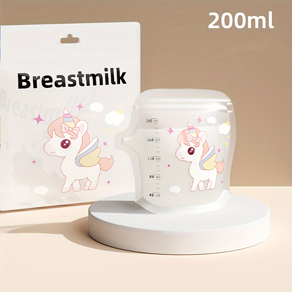Image of 30pcs Cartoon Cute White Breast Milk Storage Bags - Temperature Sensitive, Freezable Seal, Suitable For Nursing Mothers