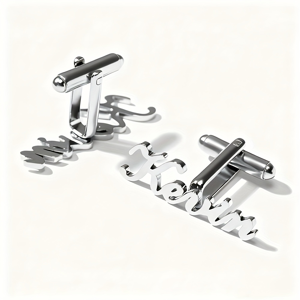 TEMU Custom Stainless Steel Name Cufflinks, Personalized Boyfriend Name Cufflinks, Elegant Gentleman Cufflinks, A Gift For Him, Gifts For , Gifts For